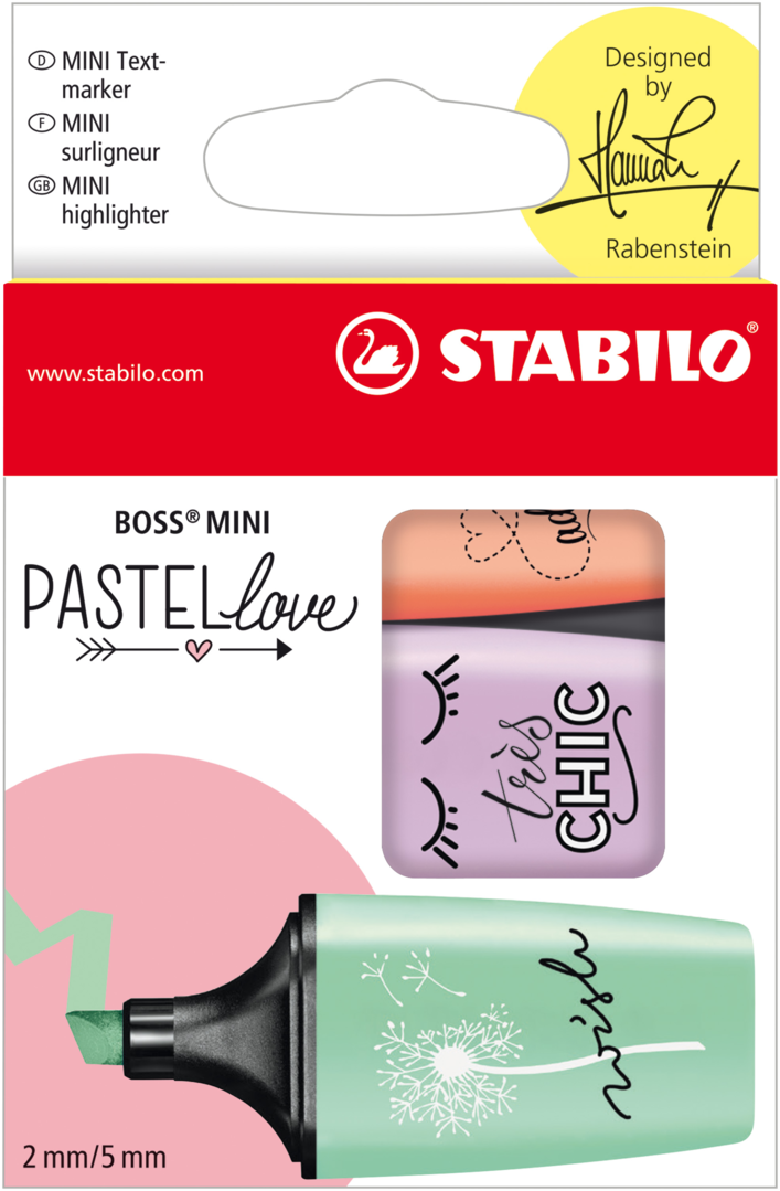 Stabilo Boss Mini Pastell 3er Set Pastell Love